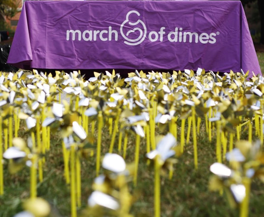 <p>Pinwheels in the Plaza of the Americas raise awareness for the 9th annual Gators March for babies. The march will take place on Sunday, November 4th.</p>
