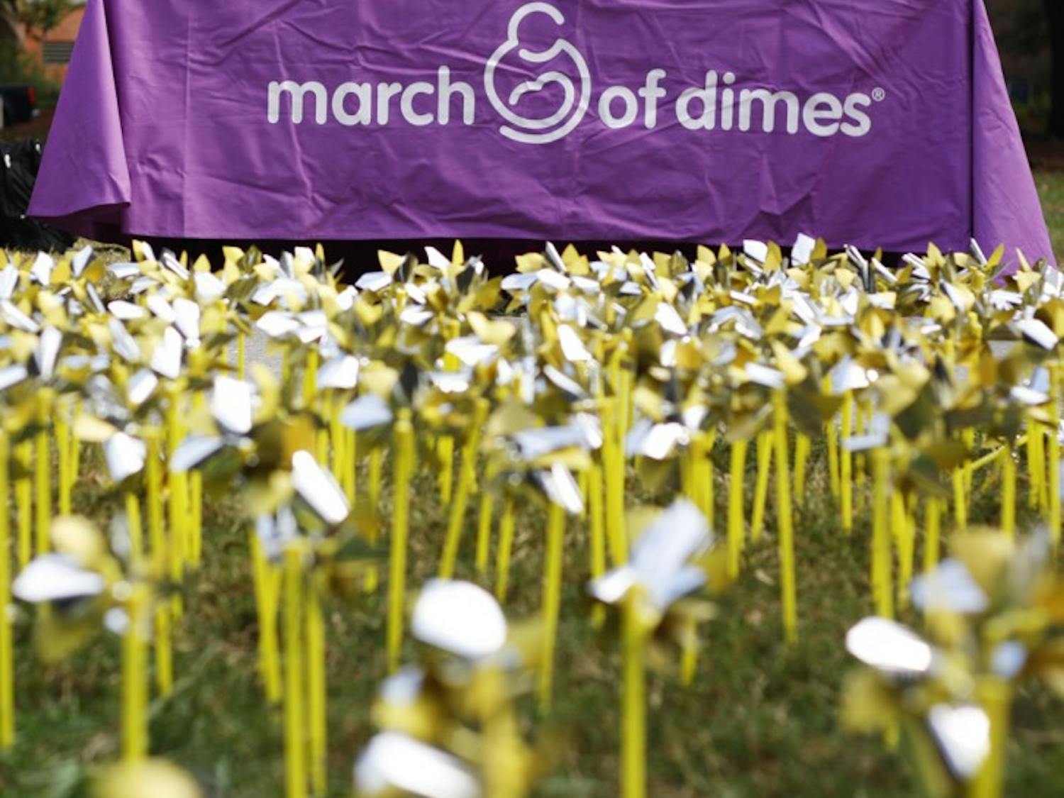 Pinwheels in the Plaza of the Americas raise awareness for the 9th annual Gators March for babies. The march will take place on Sunday, November 4th.