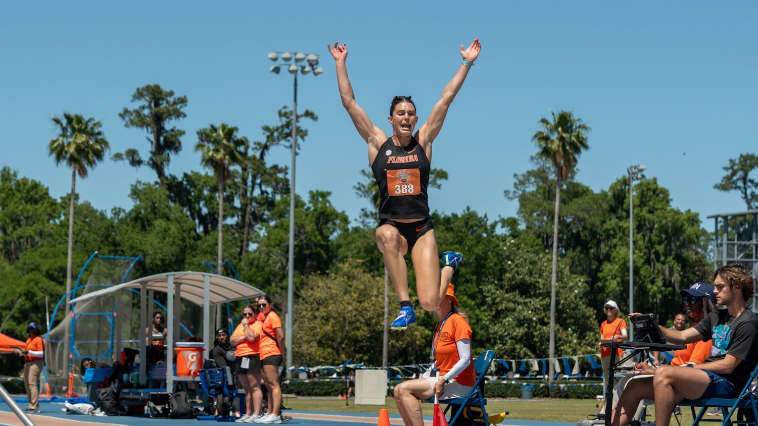 Florida senior Claire Bryant soars to collegiate victory in the women's long jump in the Tom James Memorial Invitational on April 12, 2024.