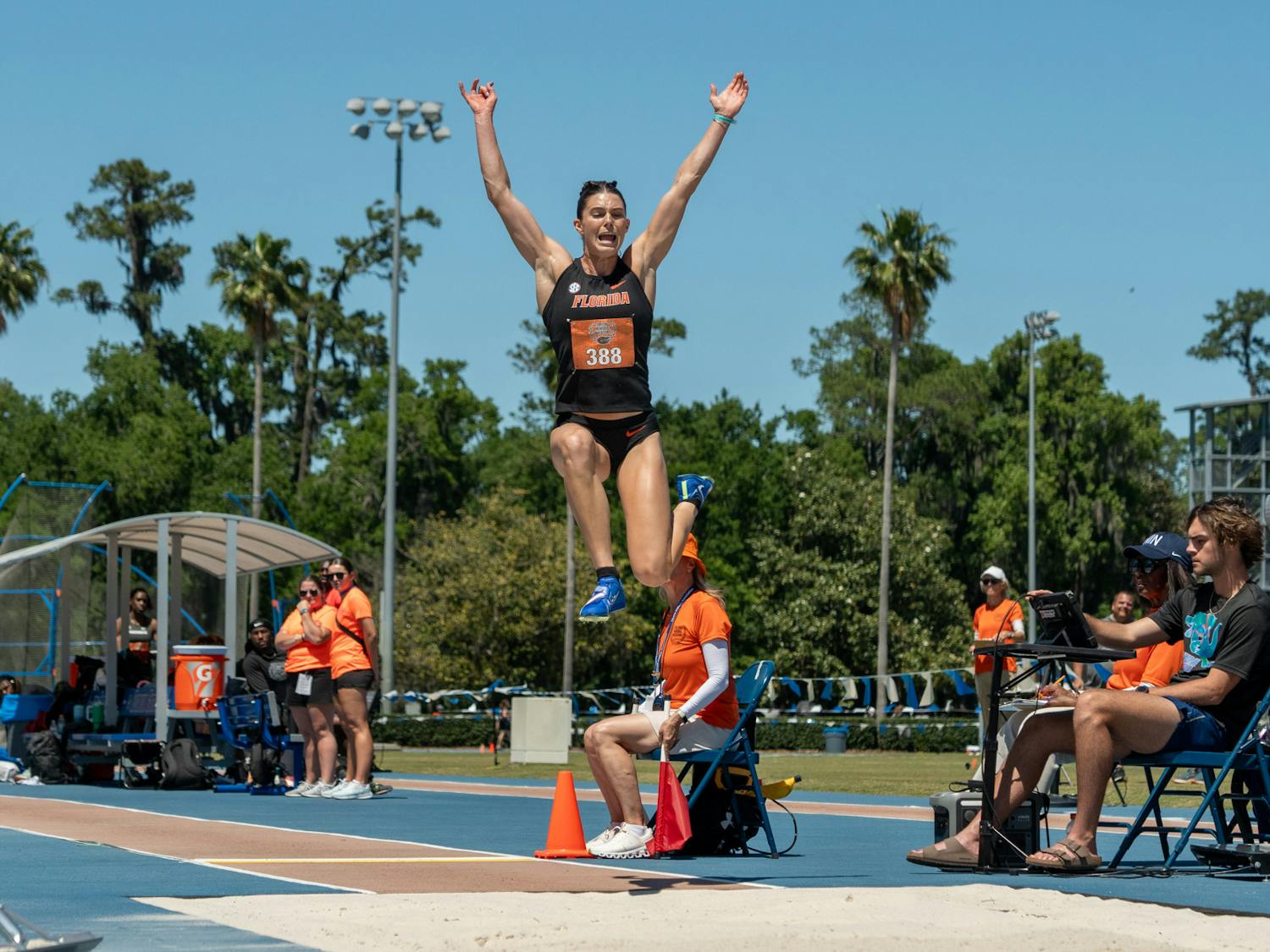 Florida senior Claire Bryant soars to collegiate victory in the women's long jump in the Tom James Memorial Invitational on April 12, 2024.