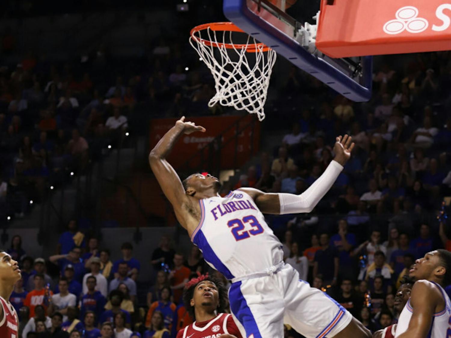 Sophomore guard Scottie Lewis at last year's game against Arkansas. Lewis scored 16 points and dished out five assists in a winning effort Wednesday.