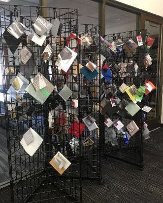 The material library, which displays different swatches, was added as part of the renovation.