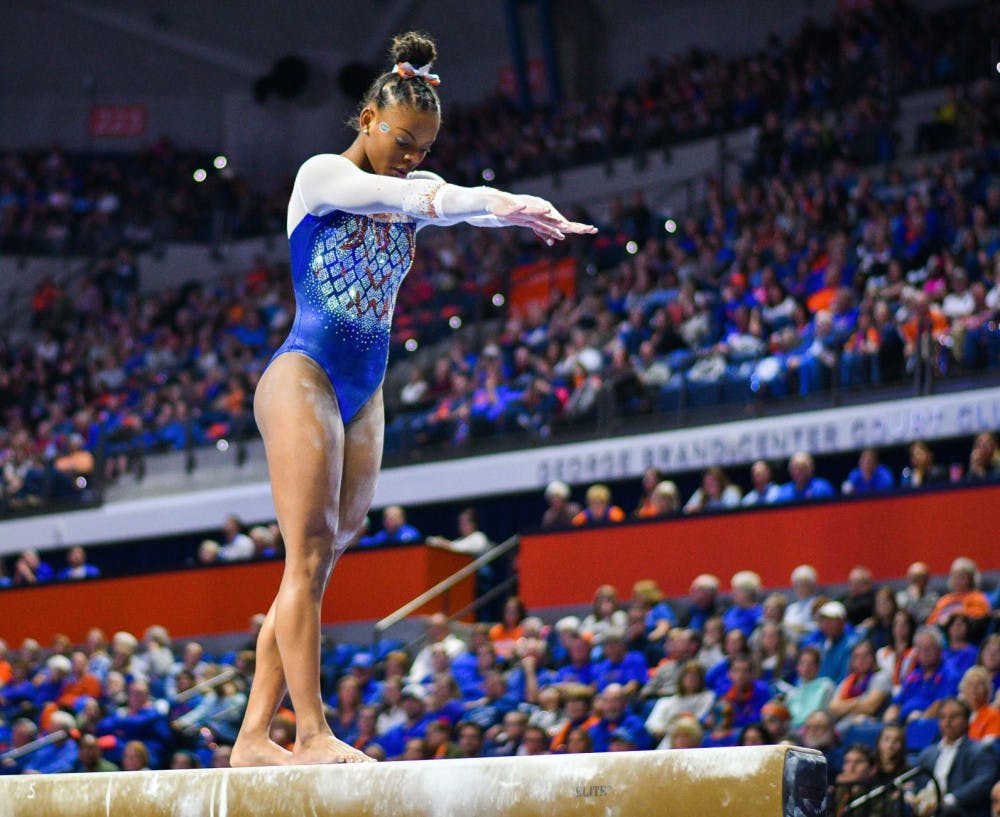 Freshman Trinity Thomas scored a 9.975 in her bars routine for the second straight meet and a 9.925 on the balance beam in the No. 2 Gators loss to No. 1 Oklahoma on Friday.