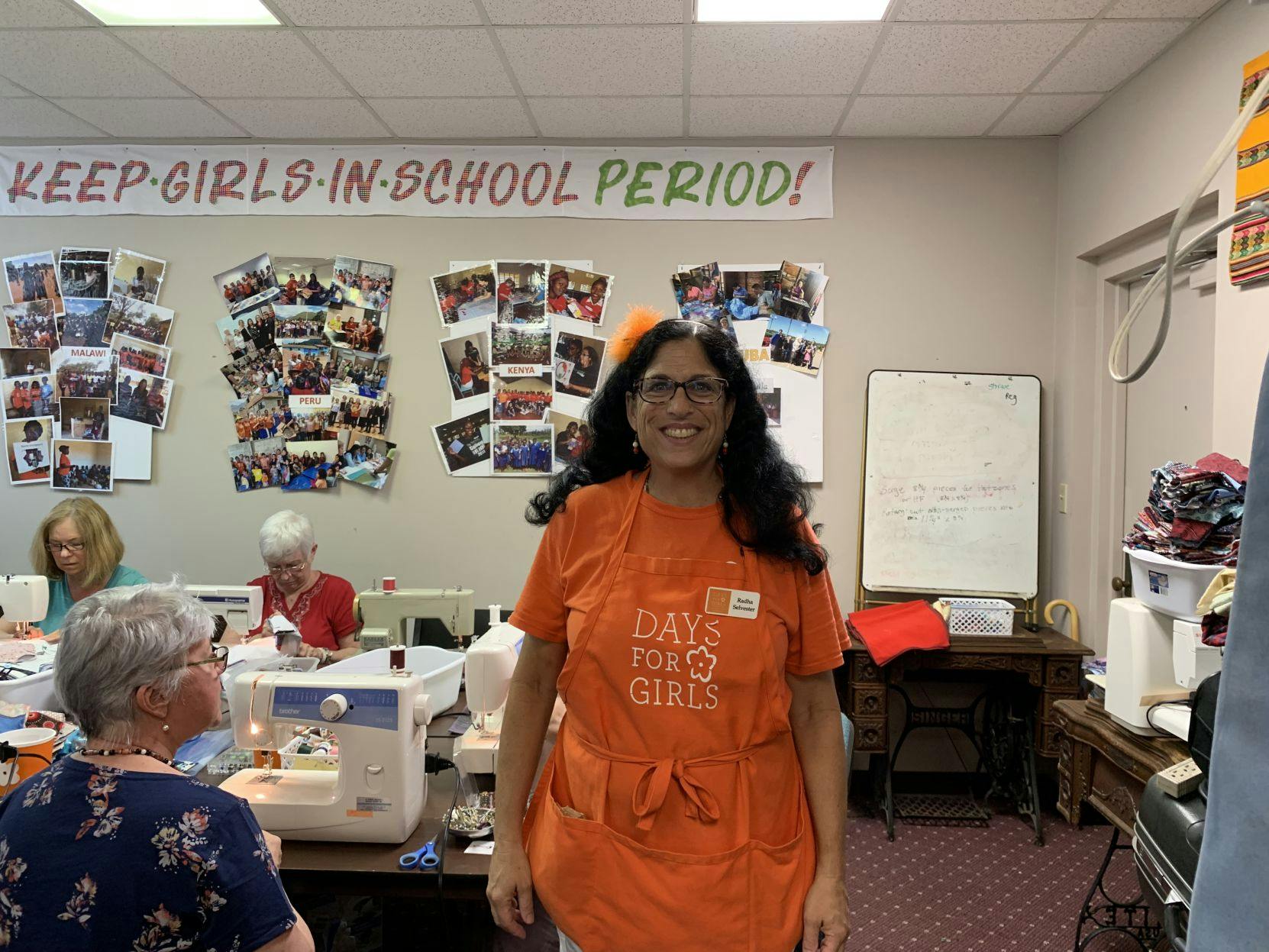 Radha Selvester, chapter chair of Days for Girls Alachua, oversees the order of operations of the Memorial Day kit assembling event.