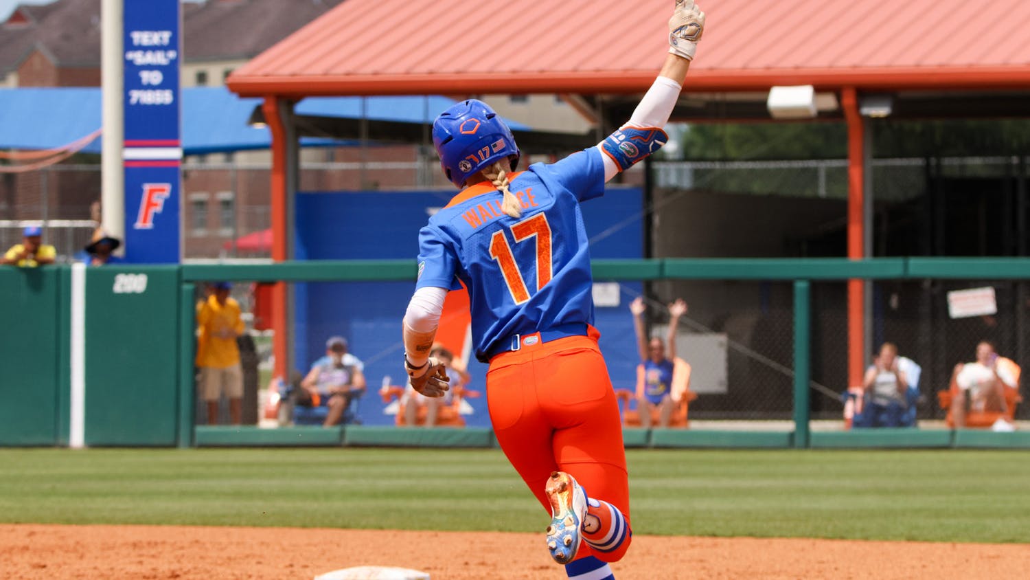 UF shortstop Skylar Wallace rounds the bases in the Gators' 8-7 win against the Georgia Bulldogs Saturday, April 15, 2023.