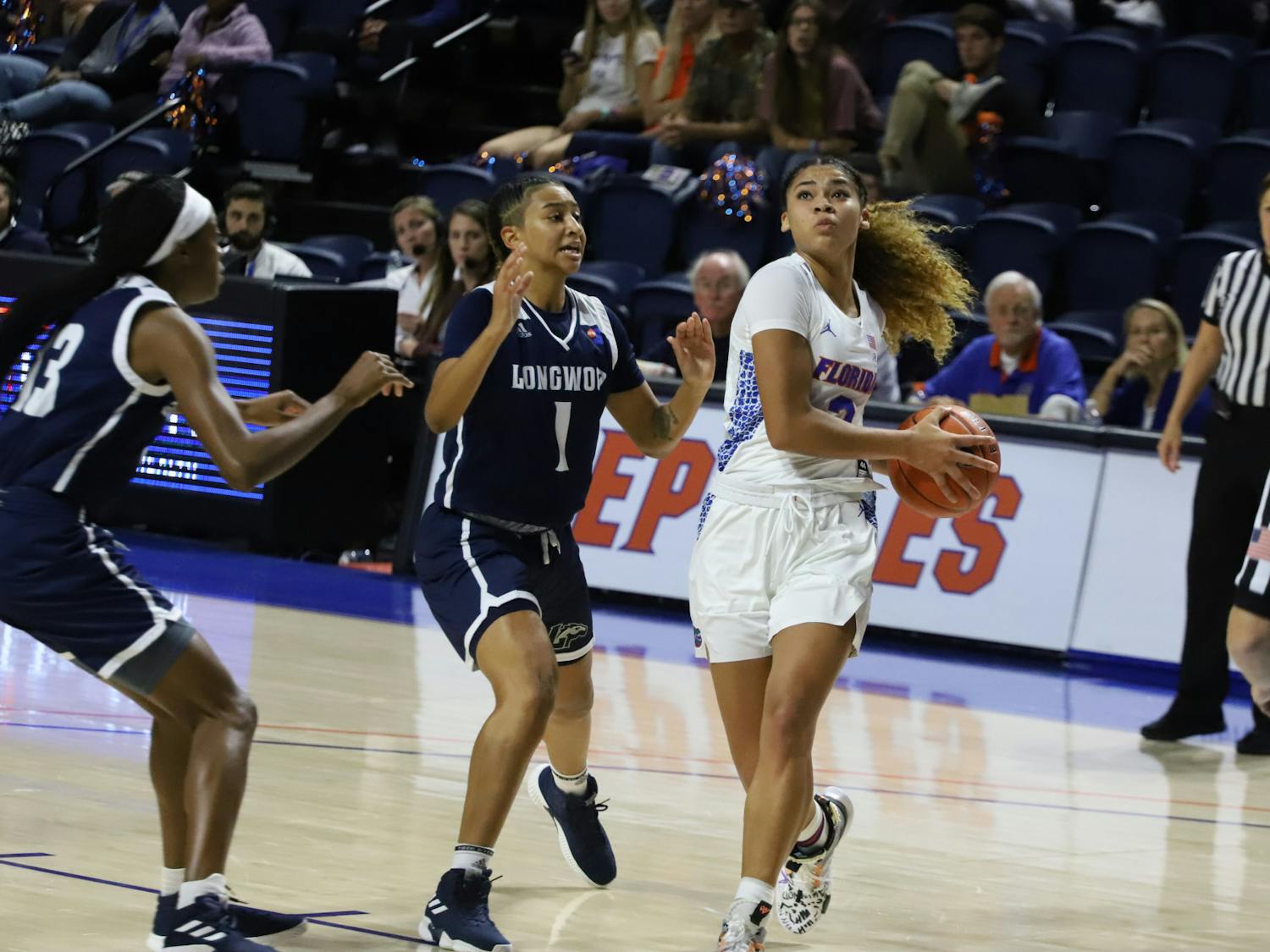 Lavender Briggs showed an early surge of energy she lacked Jan. 3 against Texas A&M. Photo from UF-Longwood game in November 2019.