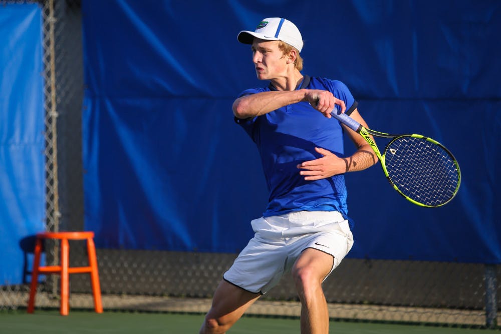 <p>The Gators men's tennis team eliminated FSU and advanced to the Sweet 16 on Saturday. </p>