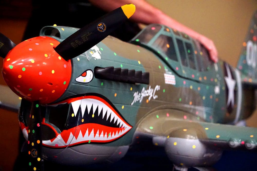 The model World War II warhawk attack plane built by the UF Reverse Air Team cannot be flown due to UF’s regulations on drones and aircrafts set place in January.