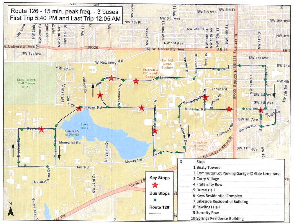 Evening Circulator route 126 map