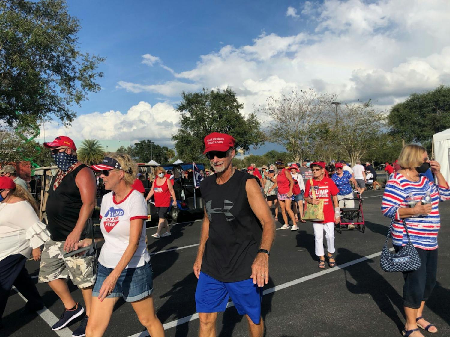 Hundreds of people gathered at The Villages,&nbsp;a massive retirement community west of Orlando, on Saturday to hear Vice President Mike Pence's campaign speech.