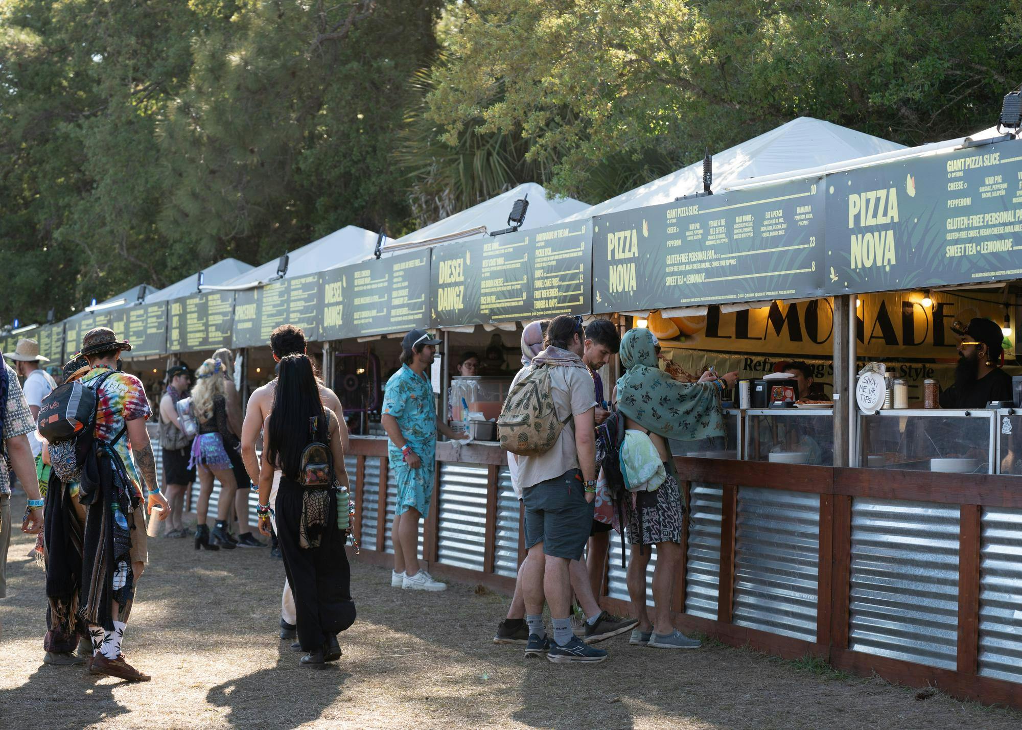 Food vendors line up to sell their food at Okeechobee Music & Arts Festival, Sunday, March 22, 2026.