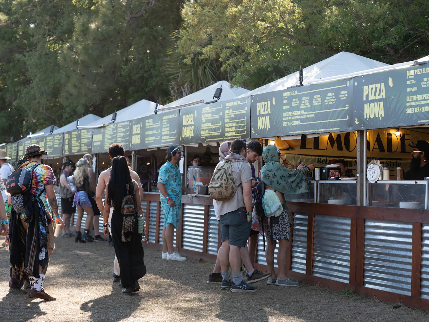Food vendors line up to sell their food at Okeechobee Music & Arts Festival, Sunday, March 22, 2026.