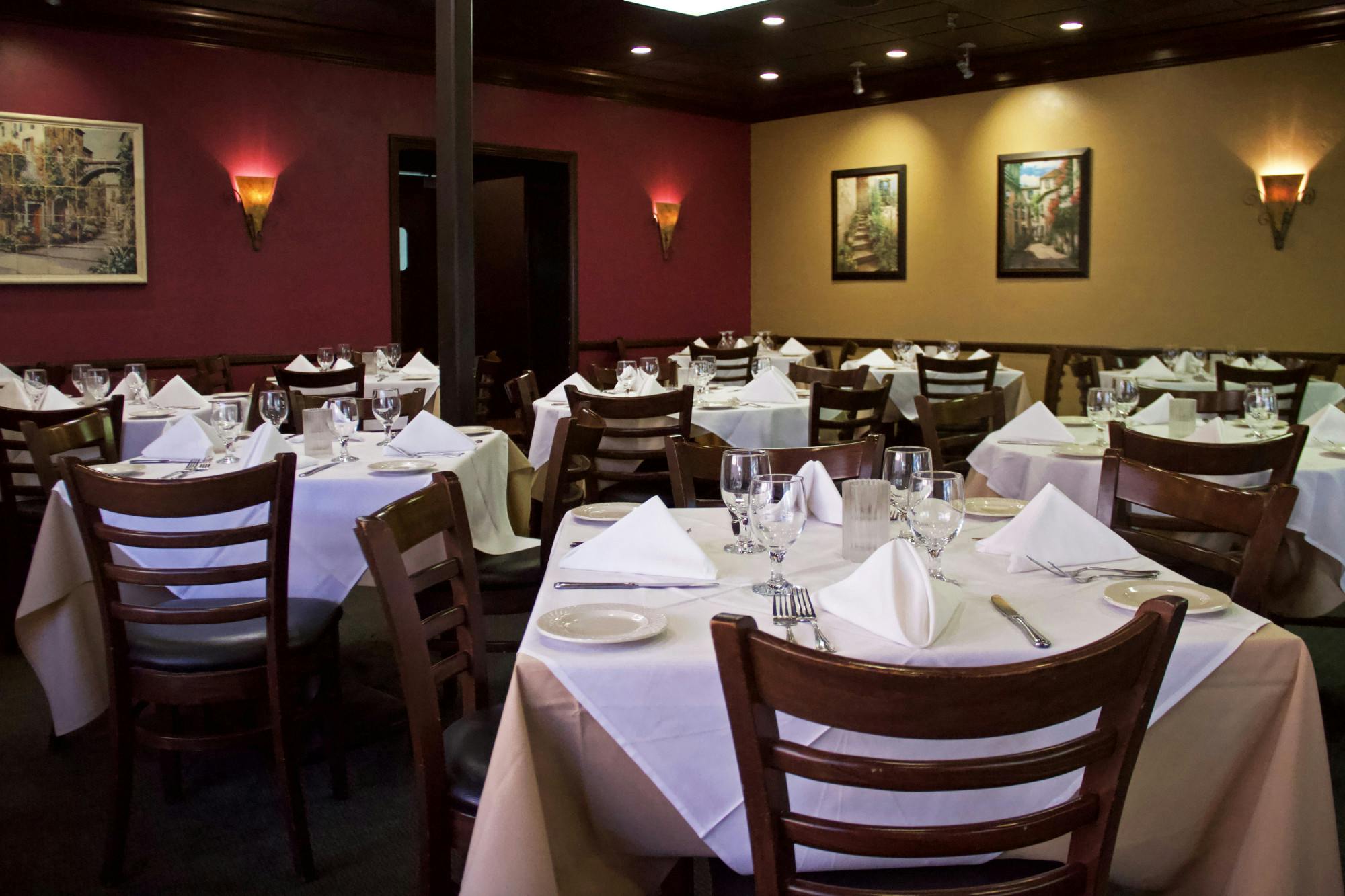 The dining room is set at Amelia&#x27;s Fine Italian Cuisine on Thursday, Oct. 21, 2021.