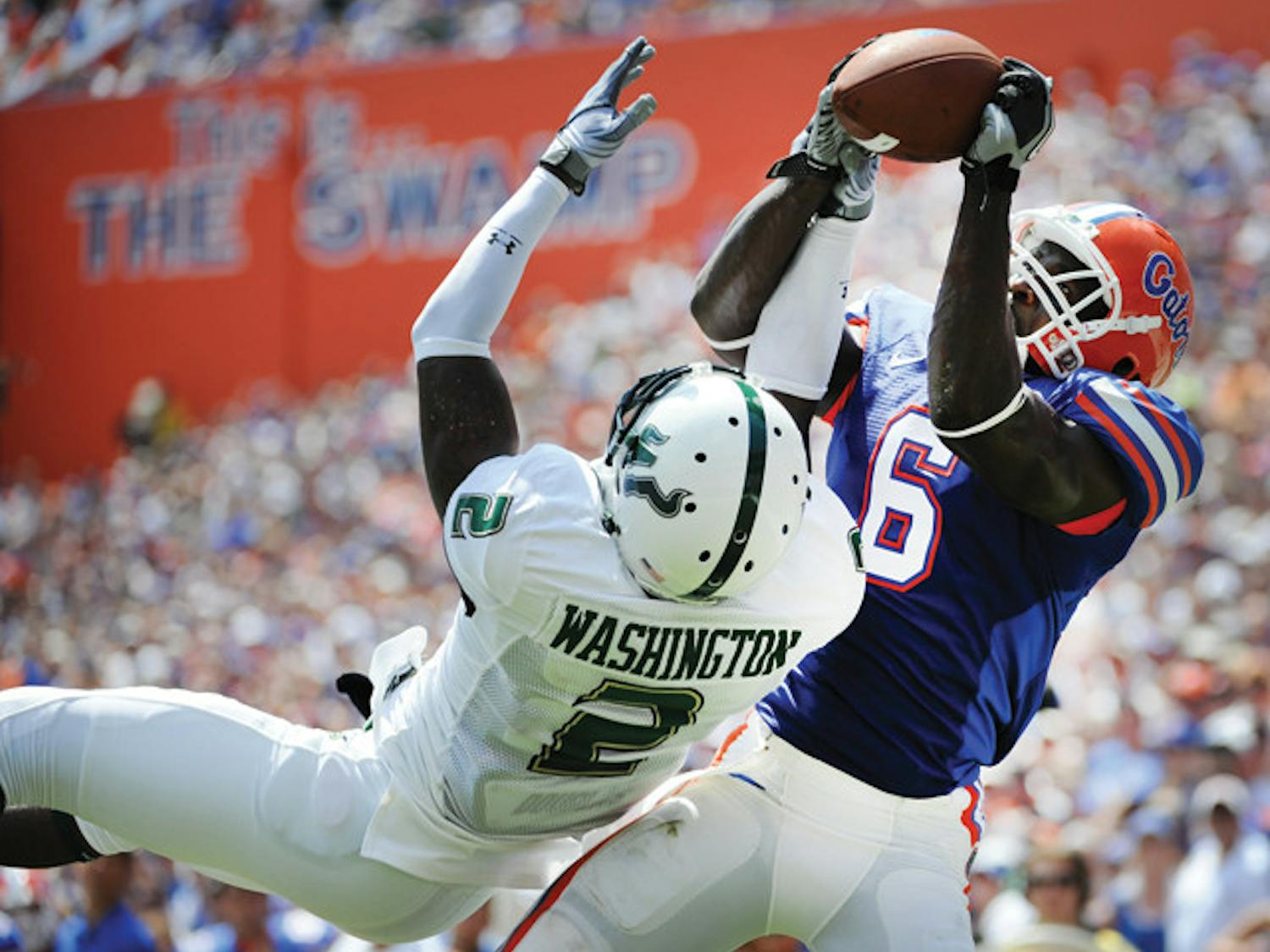 Although Florida has an abundance of highly touted recruits, the offense lacks a consistent playmaker. Deonte Thompson (right) was UF’s leading receiver last season but lost his starting job in the spring.