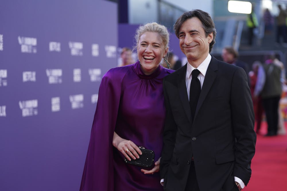 <p>Greta Gerwig, left, and director Noah Baumbach pose for photographers upon arrival for the premiere of the film &#x27;White Noise&#x27; during the 2022 London Film Festival in London, Thursday, Oct. 6, 2022.</p>
