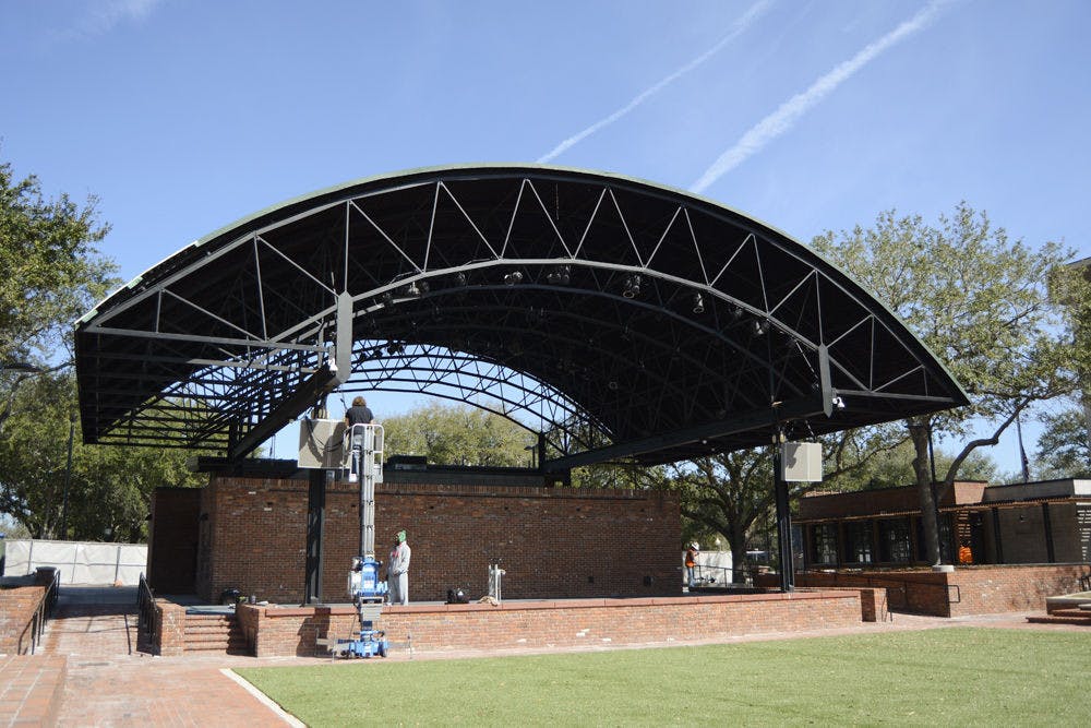 Pictured is the renovated Bo Diddley Plaza, featuring a new cafe, new stage lighting and artificial turf. On February 25th, soul singer Charles Bradley will take to the stage to perform.