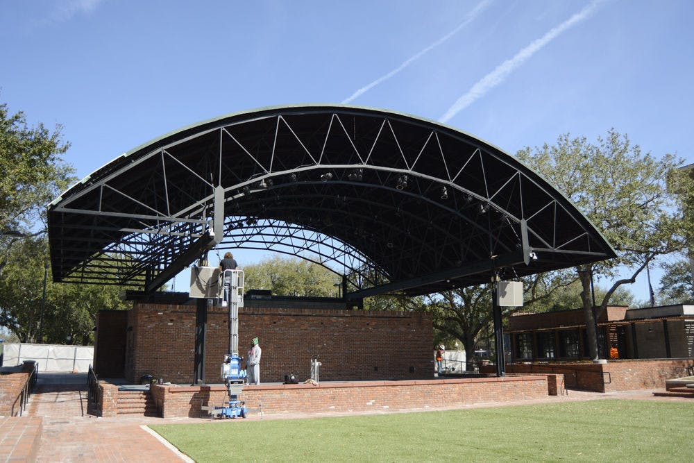 <p>Pictured is the renovated Bo Diddley Plaza, featuring a new cafe, new stage lighting and artificial turf. On February 25th, soul singer Charles Bradley will take to the stage to perform.</p>
