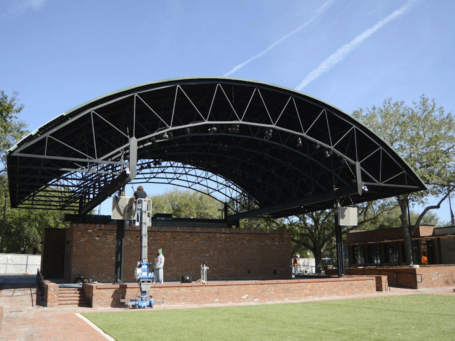 Pictured is the renovated Bo Diddley Plaza, featuring a new cafe, new stage lighting and artificial turf. On February 25th, soul singer Charles Bradley will take to the stage to perform.
