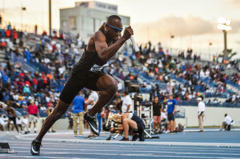 UF&#x27;s Jabari Hill runs at James G. Pressly Stadium in 2019.