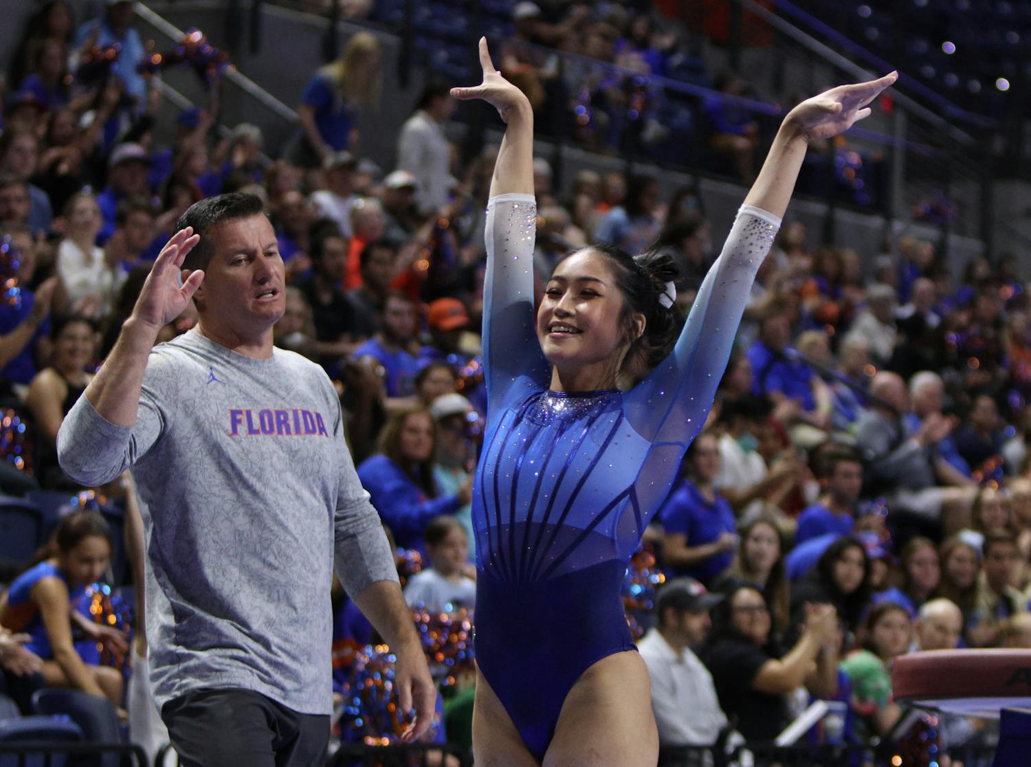 The Florida Gators gymnastics gave fans a preview of their upcoming 2024 season with their Hype Night Monday, Dec. 4. The team competed in all four apparatuses, showing off their routines on the floor, balance beam, uneven bars and vault. Gators seniors Victoria Nguyen and Chloi Clark kicked off their fourth year in college, while new faces like freshman Kaylee Bluffstone donned the orange and blue for the first time.&nbsp;
