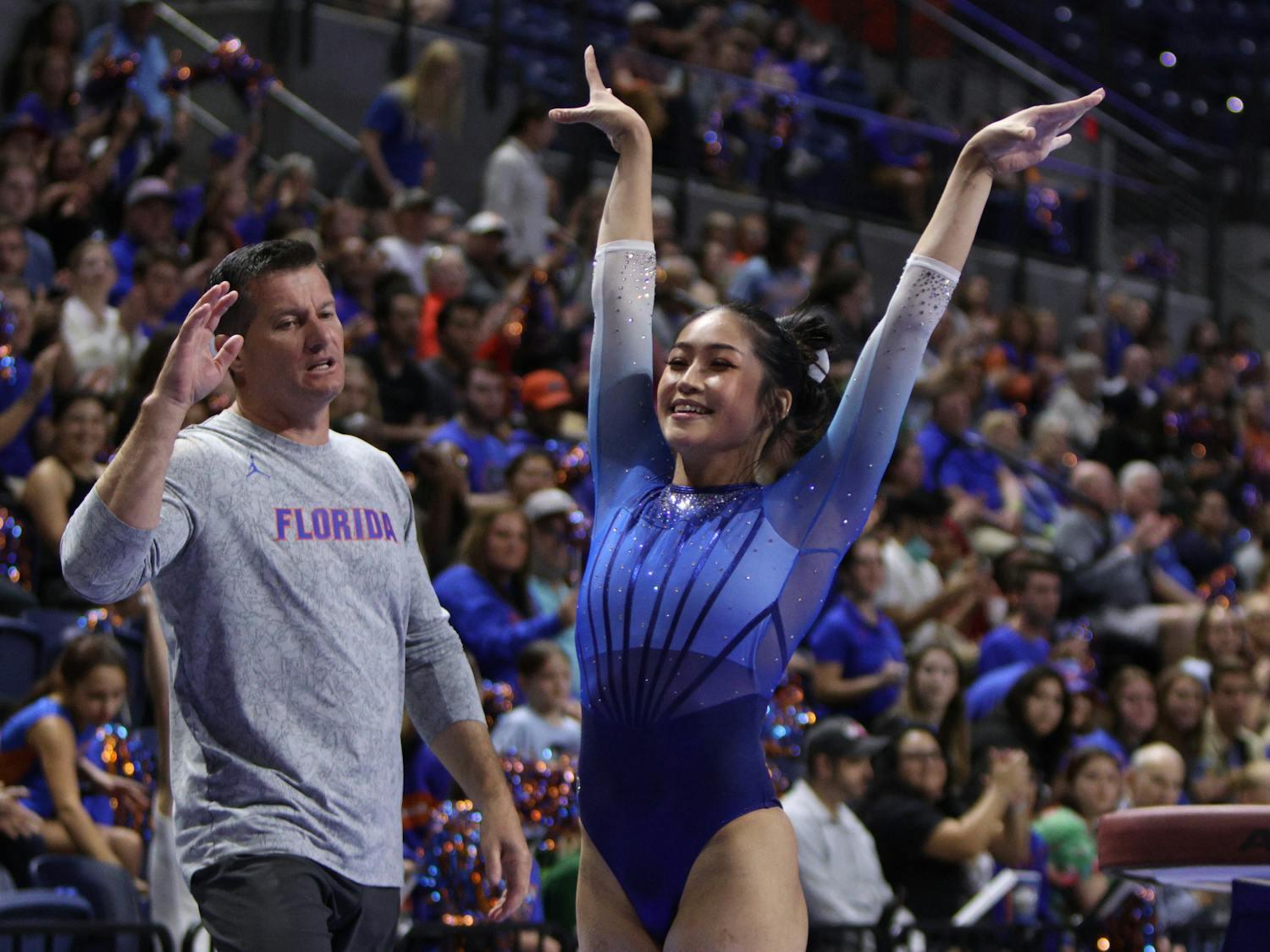 The Florida Gators gymnastics gave fans a preview of their upcoming 2024 season with their Hype Night Monday, Dec. 4. The team competed in all four apparatuses, showing off their routines on the floor, balance beam, uneven bars and vault. Gators seniors Victoria Nguyen and Chloi Clark kicked off their fourth year in college, while new faces like freshman Kaylee Bluffstone donned the orange and blue for the first time.&nbsp;