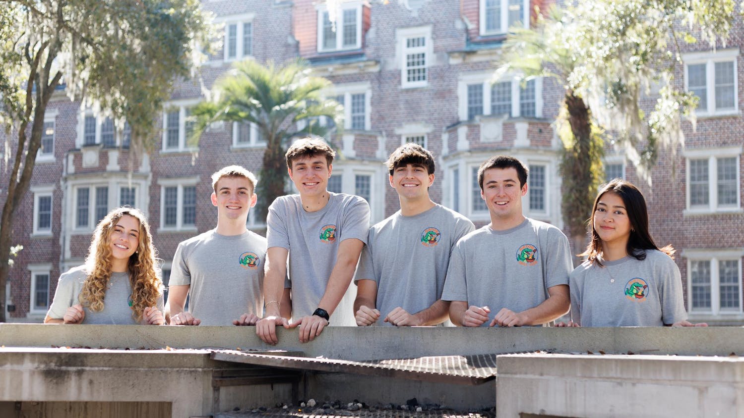 Members of the Gator Grill Club executive board are pictured by a grill on the University of Florida campus, Tuesday, Feb. 10, 2026.