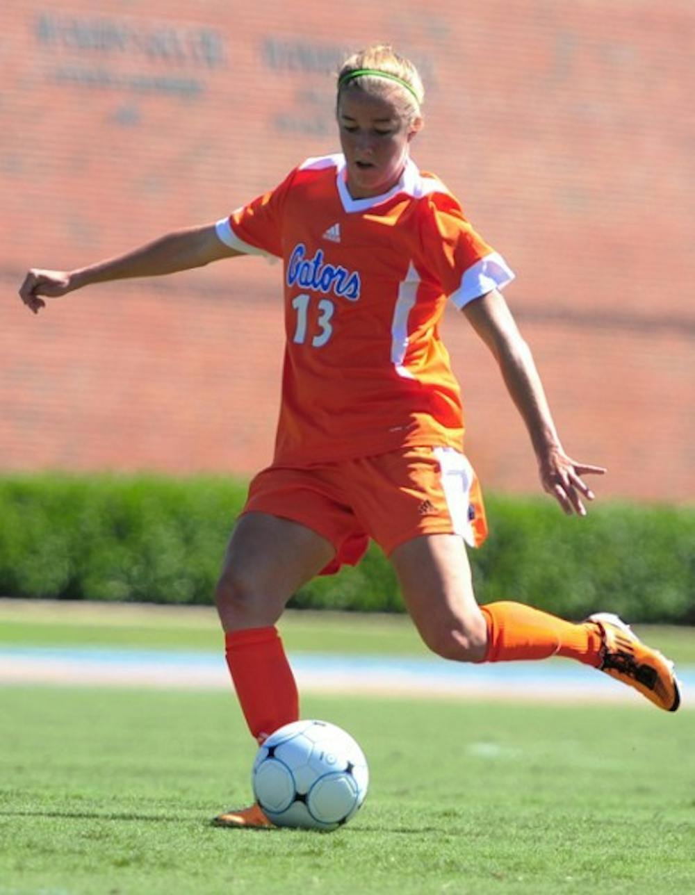 <p>Freshman Annie Speese led the Gators on Sunday with two goals and an assist in the team’s 4-1 win against Alabama at home.</p>