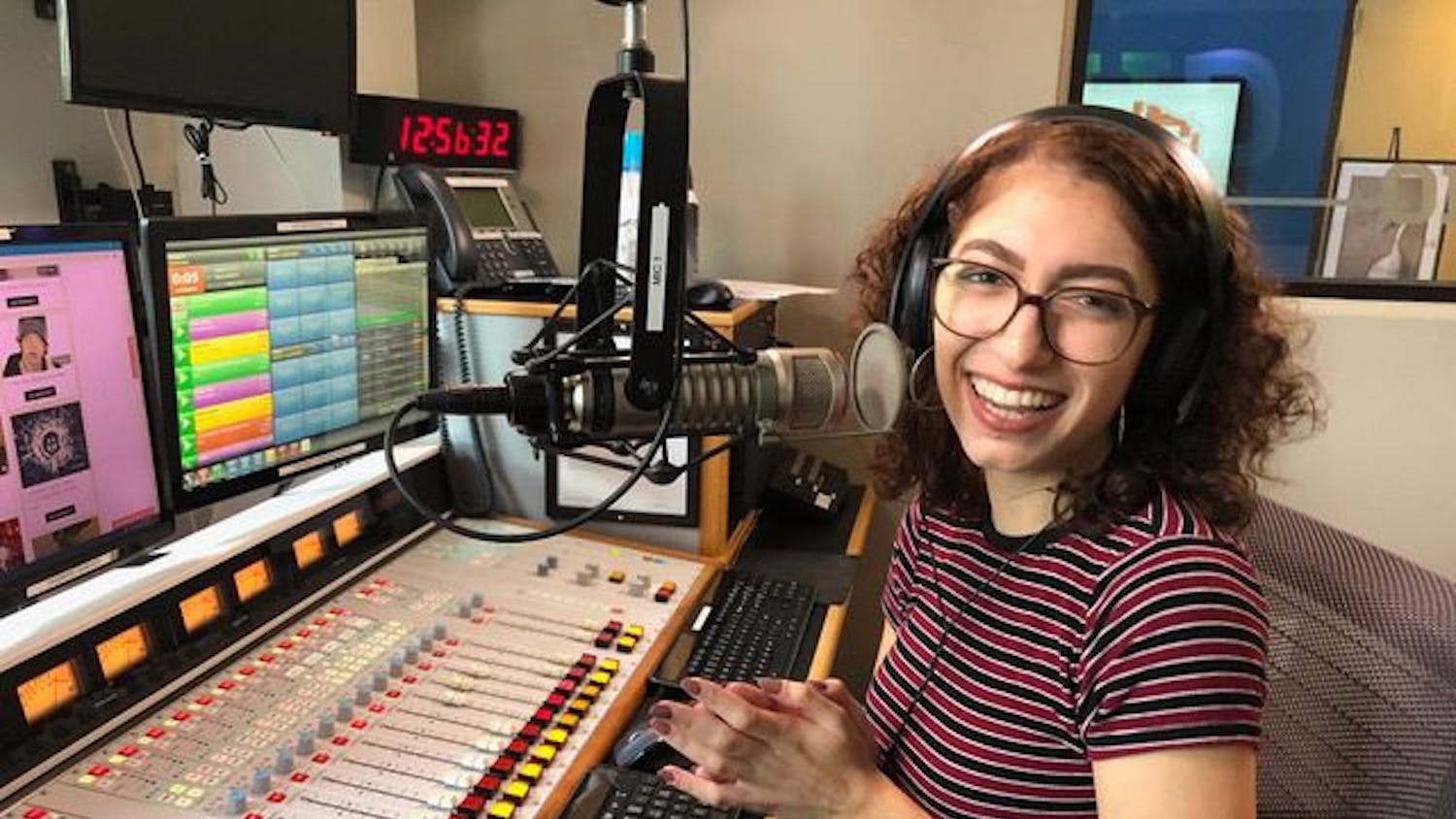 Cady Casellas, a 20-year-old UF telecommunication junior, hosts her new radio show, “Chisme Con Cady” from Weimer Hall.