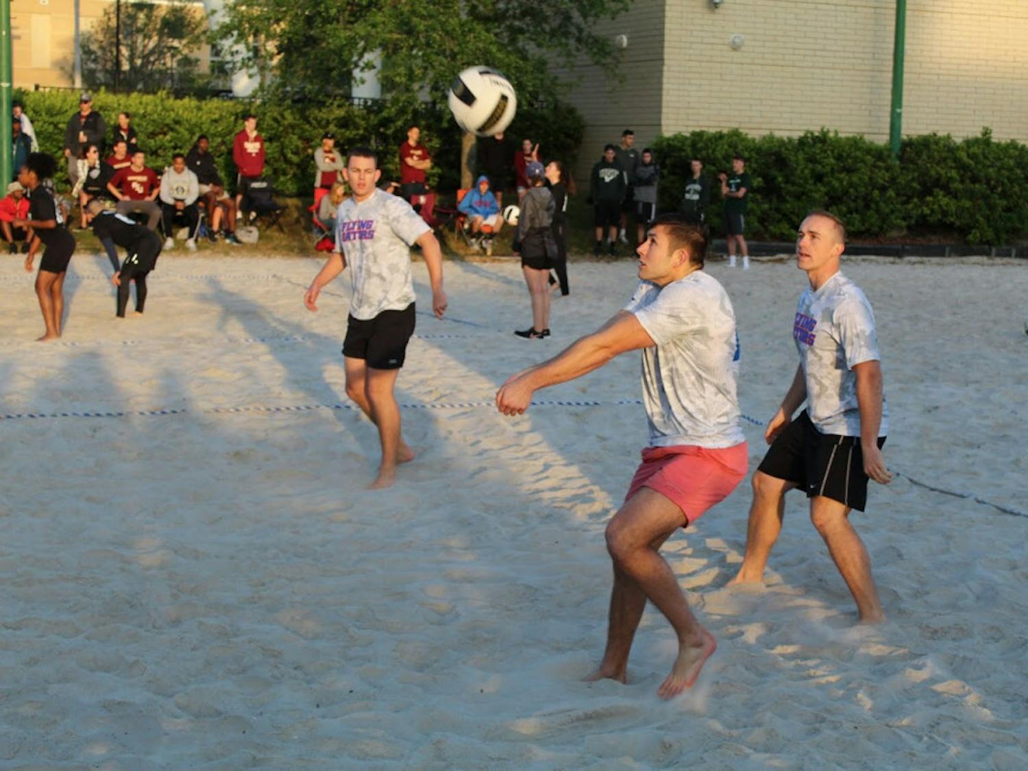 Air Force ROTC cadets from UF play beach volleyball at an annual competition called Lime Cup, which was held at University of Central Florida this year.