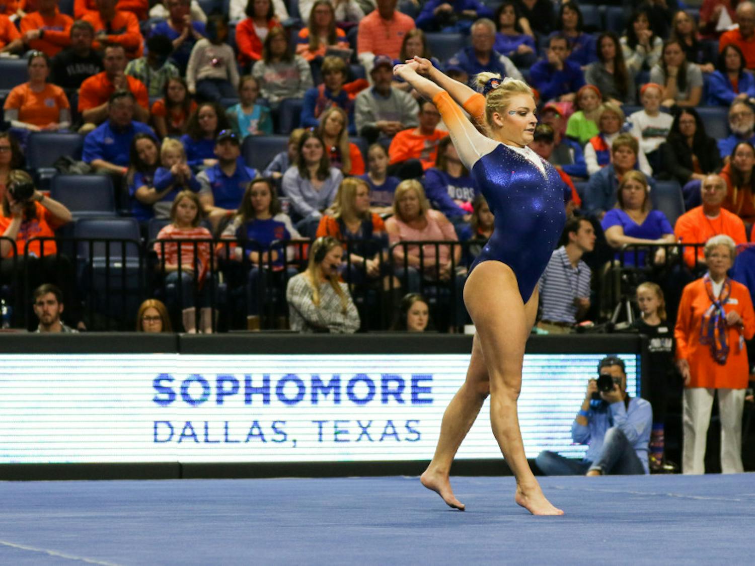 Sophomore gymnast Alyssa Baumann will go toe-to-toe with her sister, UGA freshman Rachel Baumann, tonight when the Gators host the Bulldogs in the O’Connell Center at 6:45. 