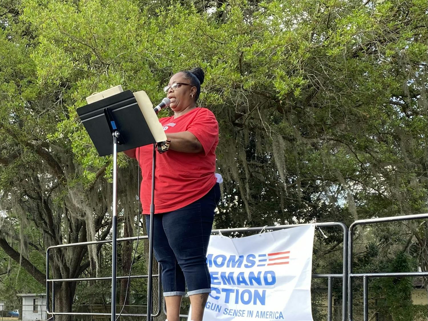 Robin Lillie sings “The Greatest Love of All” at the Moms Demand Action for Gun Sense in America's Day of Action on Sunday, Feb. 27