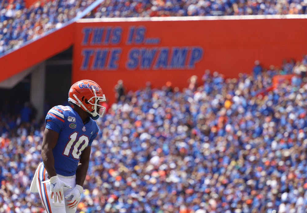 <p>Former Gators wide receiver Josh Hammond versus Tennessee. At Saturday's media availability, coach Dan Mullen talked about the team's first scrimmage.</p>