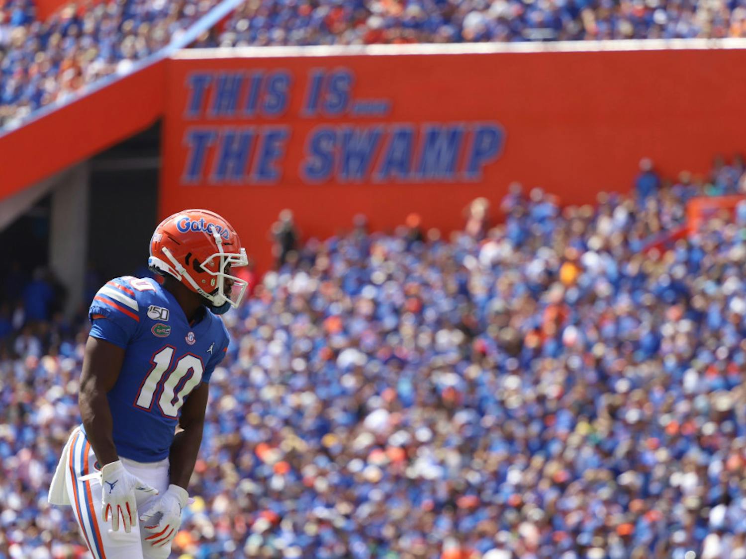 Former Gators wide receiver Josh Hammond versus Tennessee. At Saturday's media availability, coach Dan Mullen talked about the team's first scrimmage.