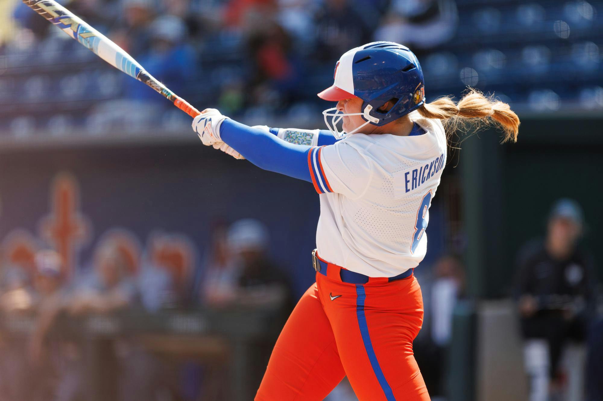 Florida Gators catcher Jocelyn Erickson swings during an NCAA softball game against MTSU, Sunday, Feb. 22, 2026, in Gainesville, Fla.