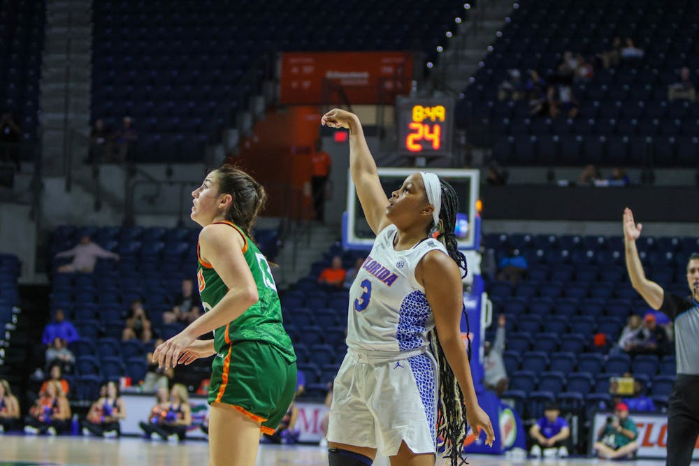 <p>Florida guard KK Deans follows through on a jumper in the Gators&#x27; 83-55 win over the Florida A&amp;M Rattlers Monday, Nov. 7, 2022.</p>