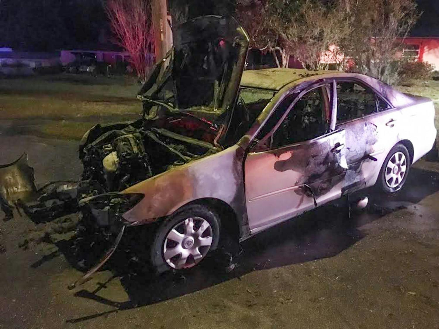 Five people, including four teenagers, were seriously injured Thursday morning in a flaming crash, Florida Highway Patrol said. None of them were wearing seatbelts when the driver, a 16-year-old Gainesville resident, crashed into a tree in the Robinson Heights neighborhood.