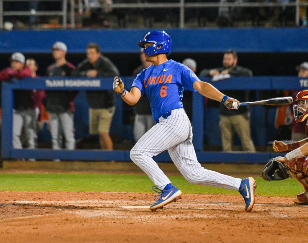 Florida first baseman Kendrick Calilao went 3 for 4 with an RBI in UF's 9-5 win over South Carolina at Alfred A. McKethan Stadium on Thursday. 