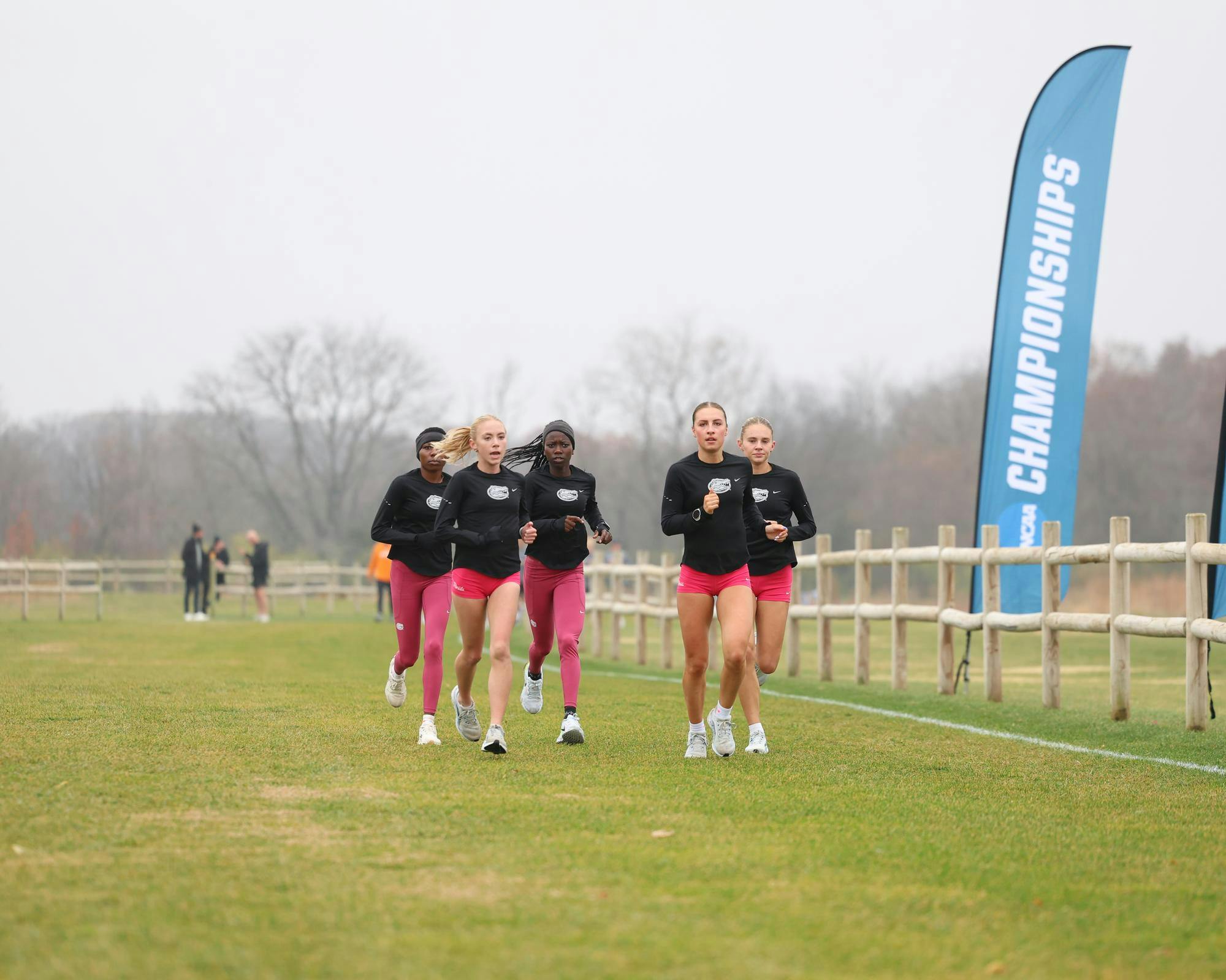 Gators women's cross country prepares for the NCAA Championship cross country meet on Thursday, November 20, 2025 at the Gans Creek Cross Country Course in Columbia, Mo.