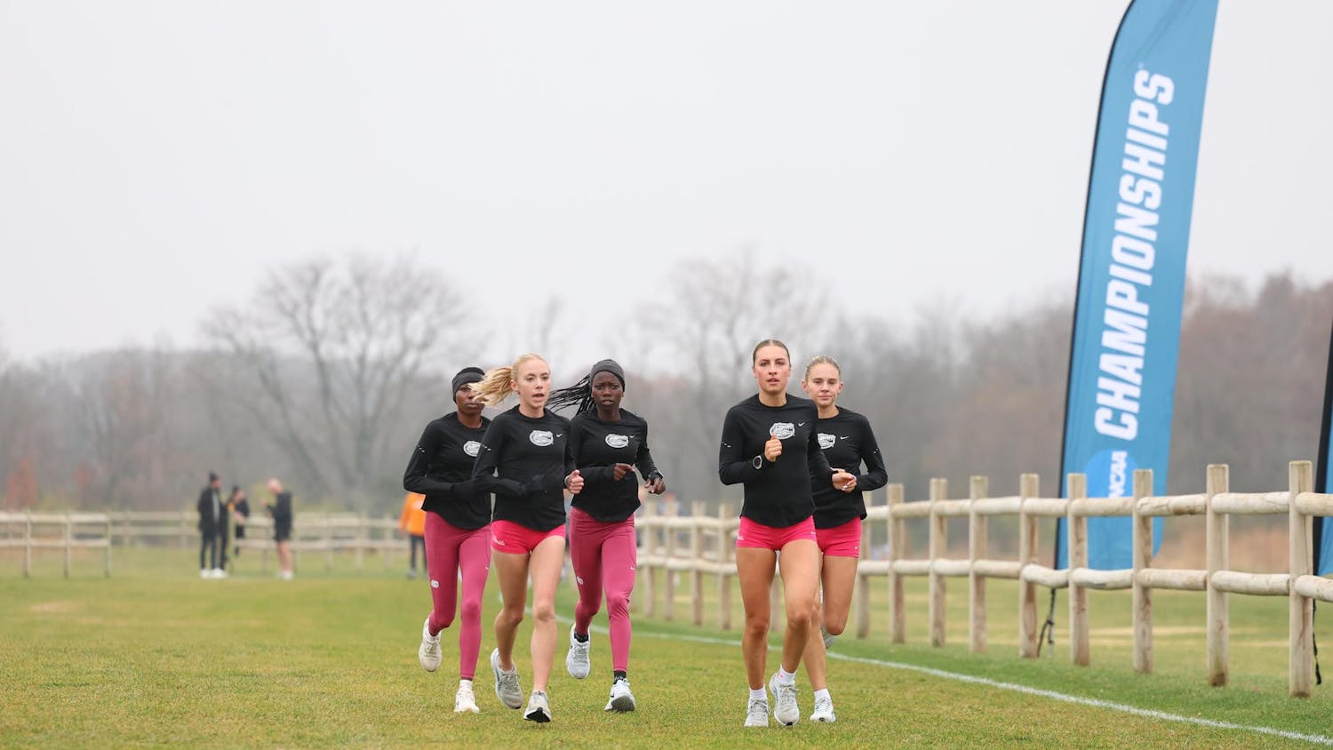 Gators women's cross country prepares for the NCAA Championship cross country meet on Thursday, November 20, 2025 at the Gans Creek Cross Country Course in Columbia, Mo.