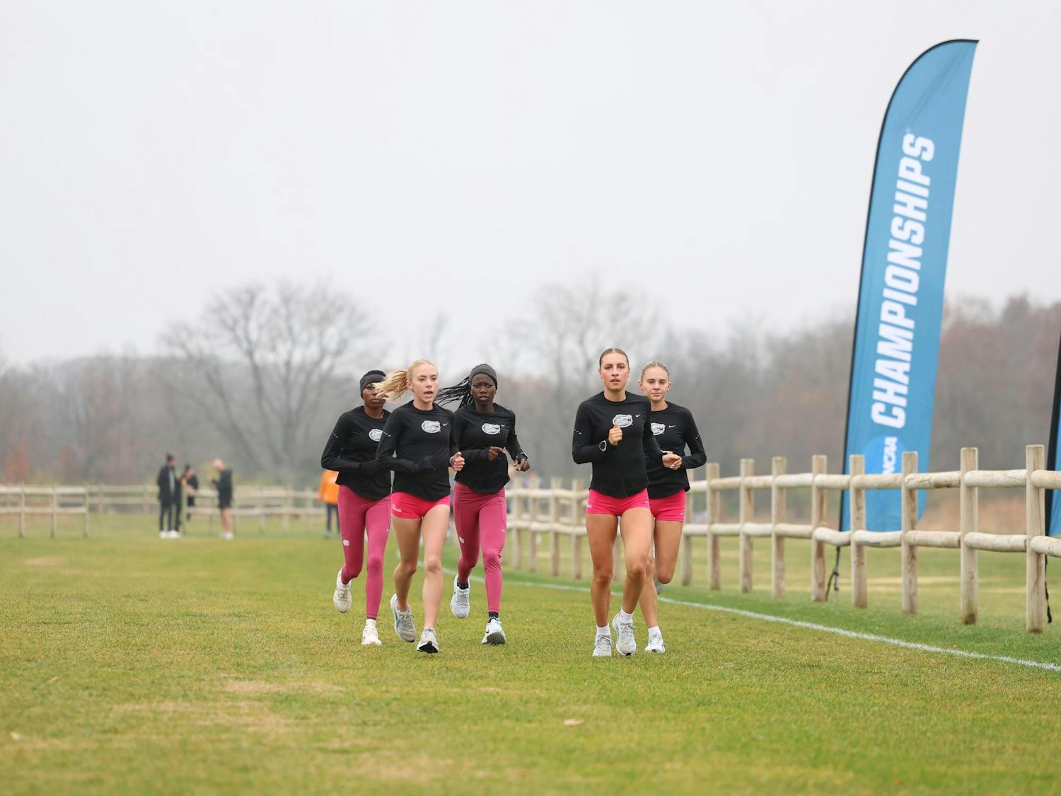 Gators women's cross country prepares for the NCAA Championship cross country meet on Thursday, November 20, 2025 at the Gans Creek Cross Country Course in Columbia, Mo.