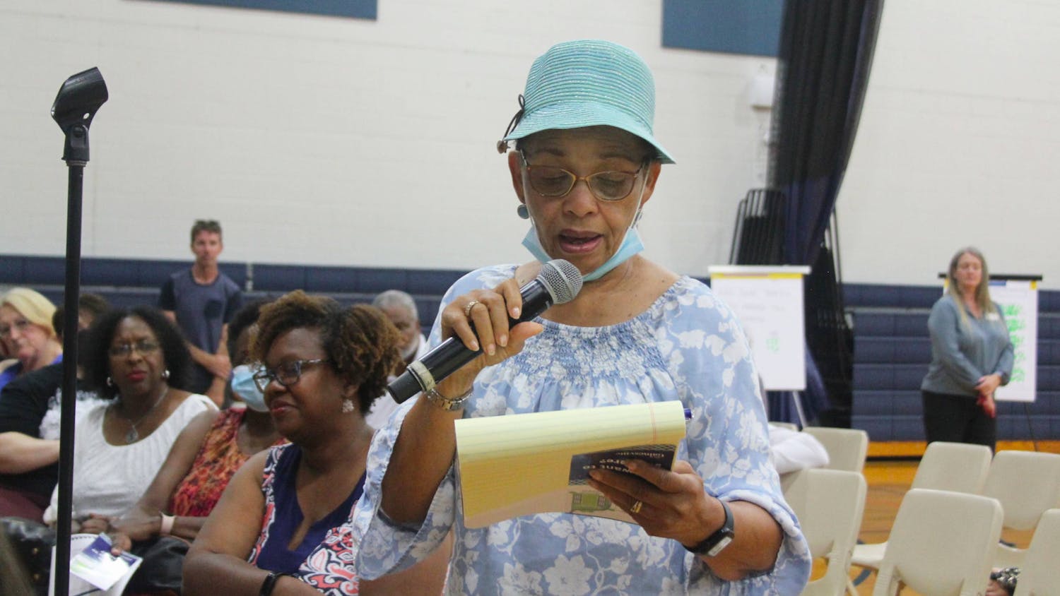  Community members express their thoughts on the proposed East Gainesville sports complex at the Martin Luther King Jr. Multipurpose Center on Wednesday, July 12, 2023.