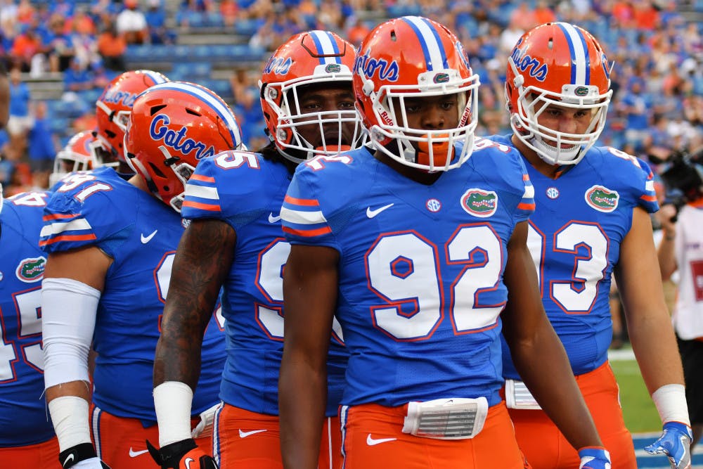 Jabari Zuniga (92) participates in drills before Florida's 32-0 win over North Texas on Sept. 17, 2016, at Ben Hill Griffin Stadium.