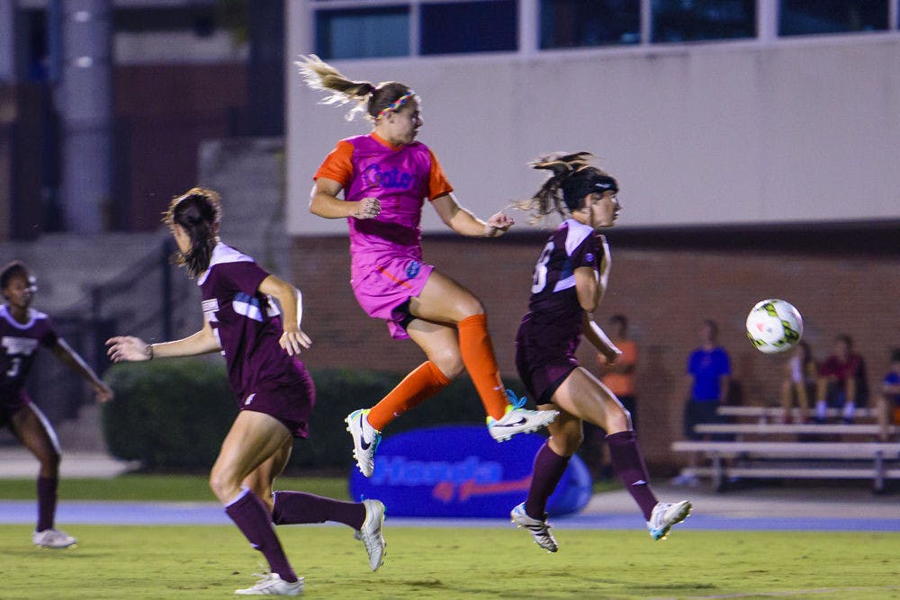 Savannah Jordan kicks the ball during Florida's 5-1 win against Mississippi State on Oct. 10.