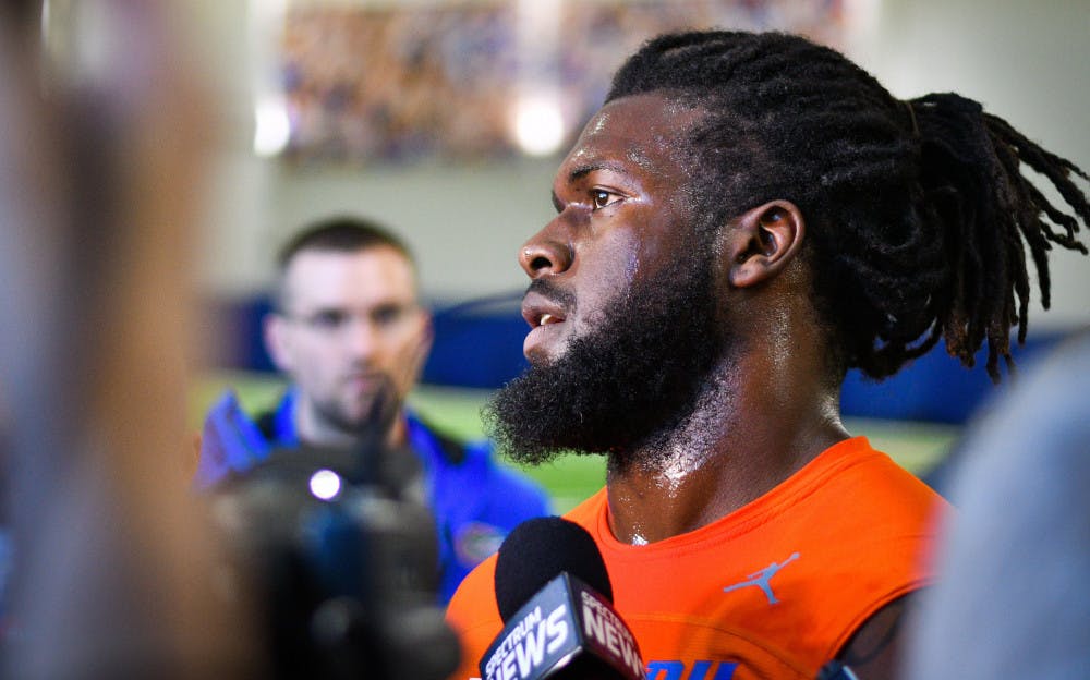 <p>Florida edge rusher Jachai Polite spoke to reporters after his Pro Day on Wednesday. "I had to prove that I could come out here and compete 'cause it wasn't that good of a Combine for me, which we all know," he said.</p>