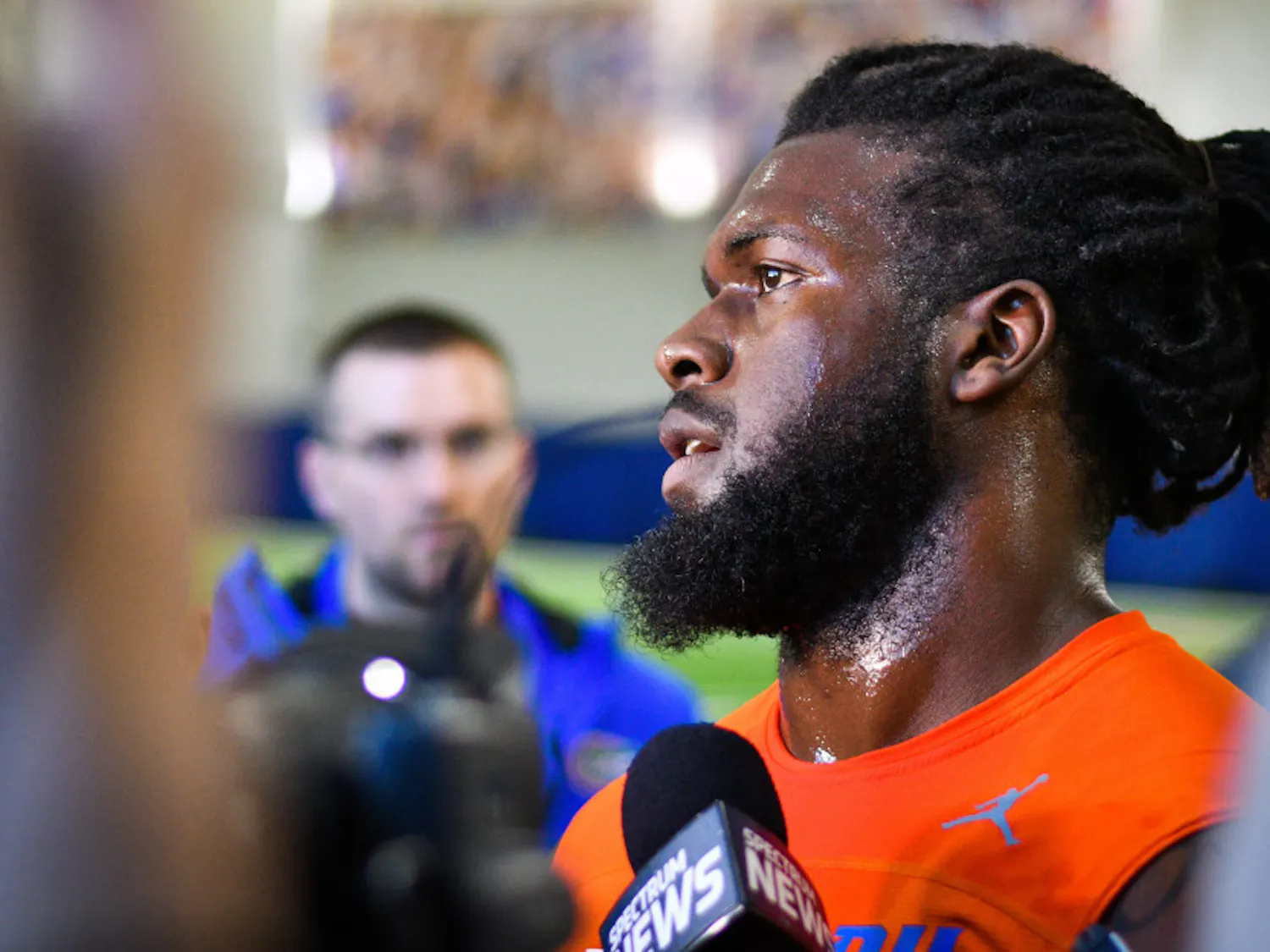 Florida edge rusher Jachai Polite spoke to reporters after his Pro Day on Wednesday. "I had to prove that I could come out here and compete 'cause it wasn't that good of a Combine for me, which we all know," he said.