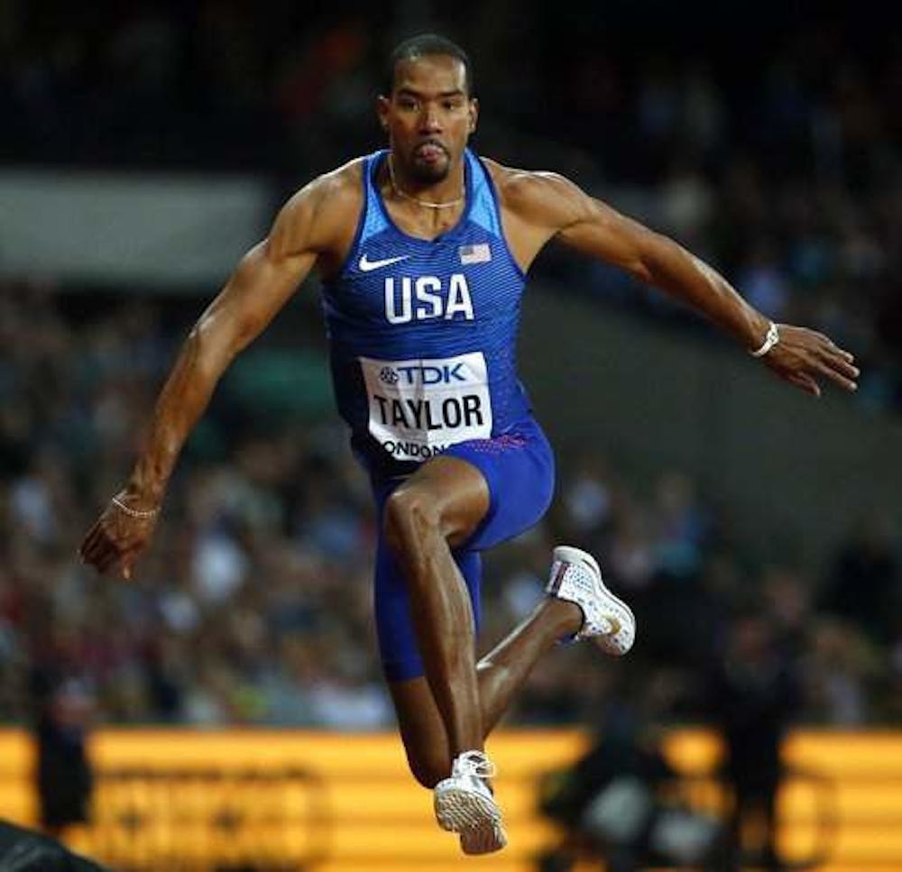 <p>Former Gator and two-time Olympic gold medalist Christian Taylor competed Thursday in Day 1 of the Pepsi Florida Relays.</p>