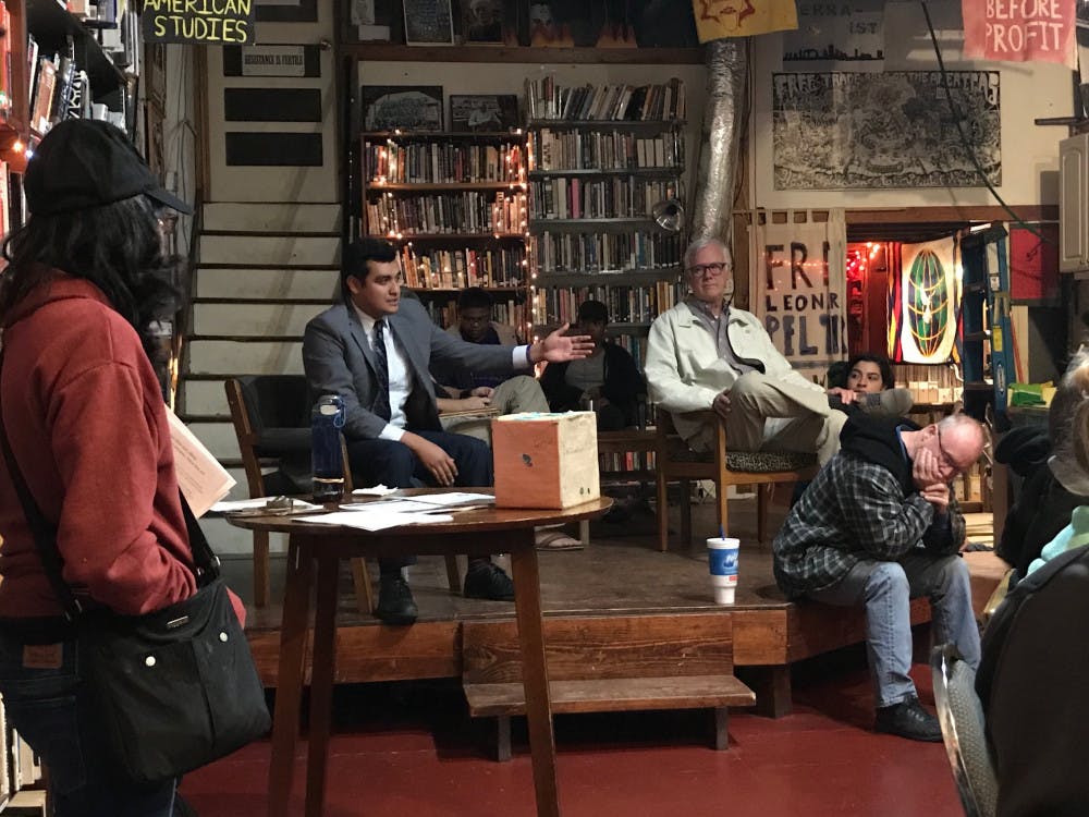 Gainesville City Commissioner David Arreola speaking about public transportation and energy conservation during the Clean Energy Campaign kickoff event Monday night. Made Spector / Contributing Writer