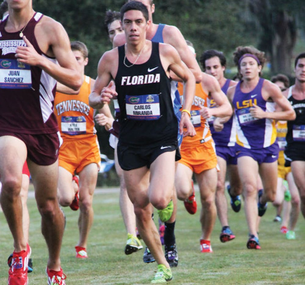 <p>Carlos Miranda races during the Southeastern Conference Championships on Nov. 1 in Gainesville. Miranda placed 29th, as the Gators finished second in the meet.</p>