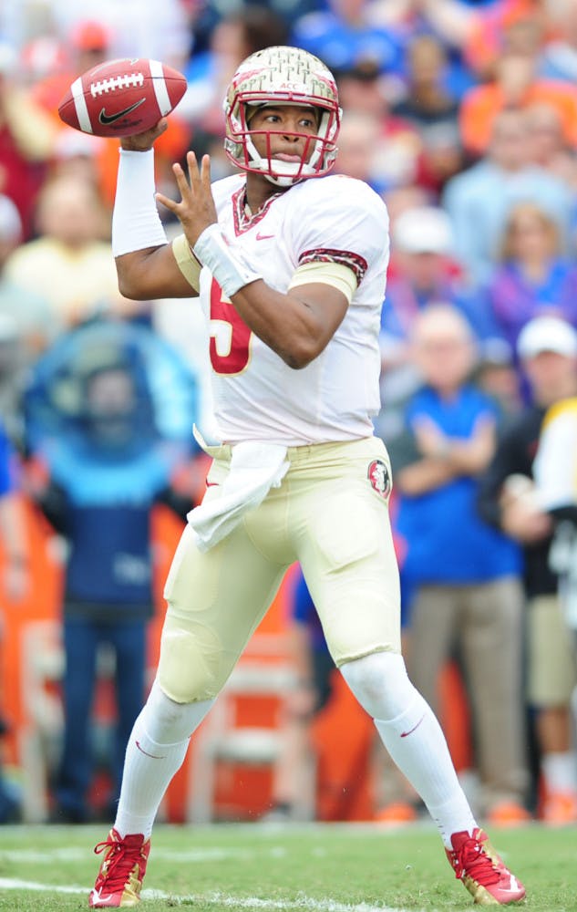 Jameis Winston attempts a pass during Florida’s 37-7 loss to Florida State on Saturday in Ben Hill Griffin Stadium. 