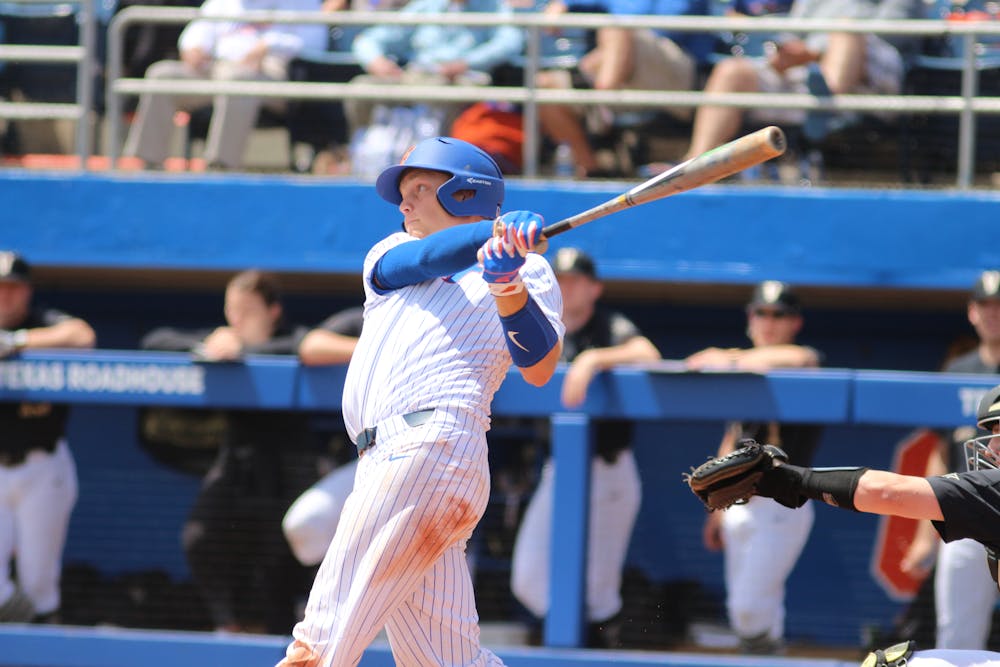 <p>Catcher JJ Schwarz drove in the go-ahead run in the top of the 11th inning in Florida's 6-4 win over Tennessee in the first game of a doubleheader in Knoxville. </p>